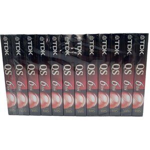 12 Pack TDK VHS Tapes Blank 6 Hour T-120 QS Premium Quality Videotapes Sealed